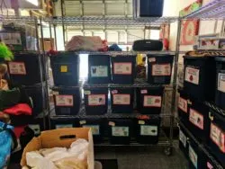 Bins of childrens clothing at WestSide Baby National Diaper Bank Network Huggies 2