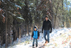 Taylor Family hiking at Two Medicine Lake Glacier National Park