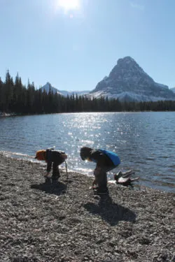 Taylor Family hiking at Two Medicine Lake Glacier National Park