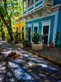 Rob Taylor with Colorful Buildings and cobblestone street in Old San Juan Puerto Rico 1