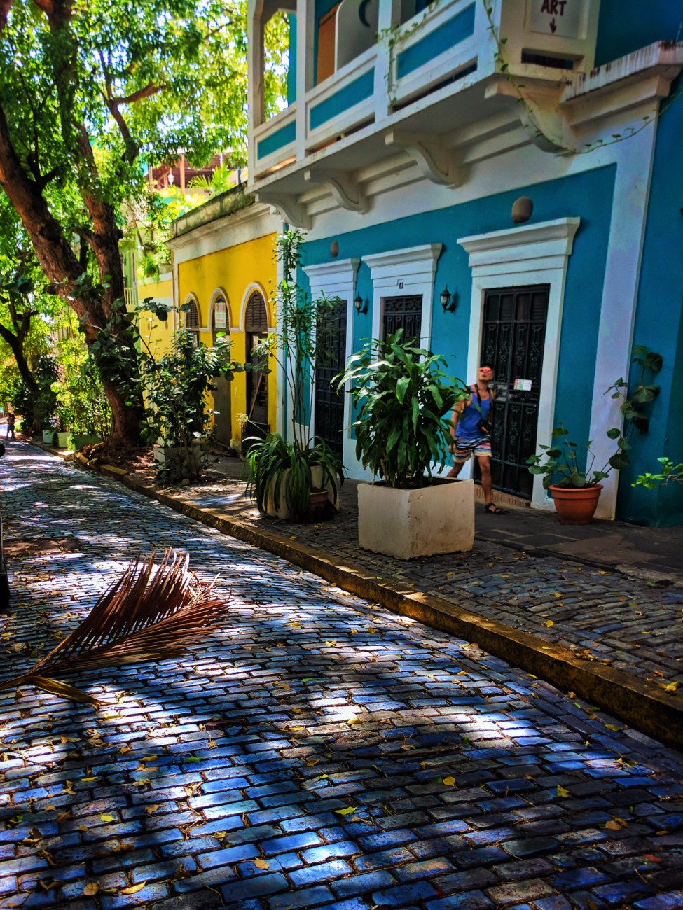 Rob Taylor with Colorful Buildings and cobblestone street in Old San Juan Puerto Rico 1