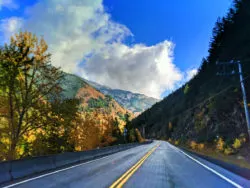 Fall colors on Highway 2 above Flathead River Flathead National Forest Montana 3