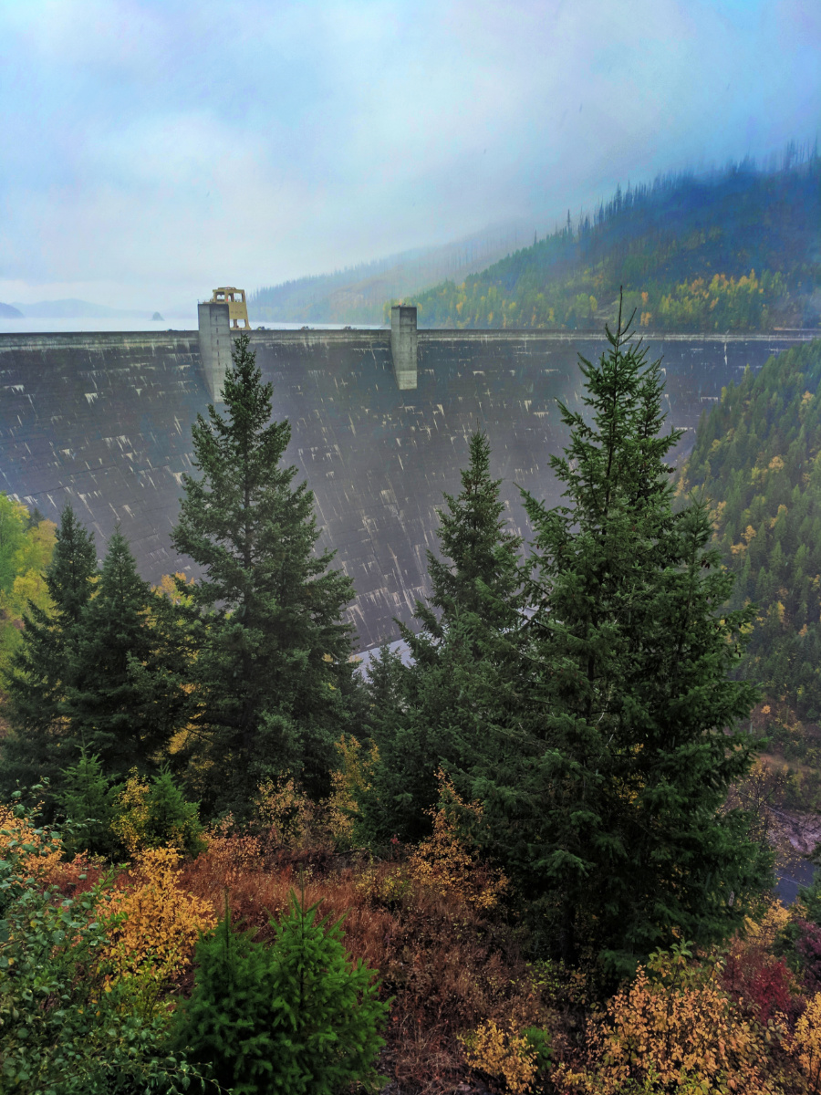 Hungry Horse Dam with Fall Colors Flathead County Montana 1