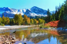 Snowy Mountains at Running Eagle Falls Two Medicine Glacier National Park 4