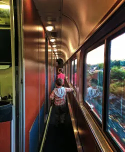 Taylor Family Inside Amtrak Empire Builder Sleeping Car at King Street Station Seattle 1