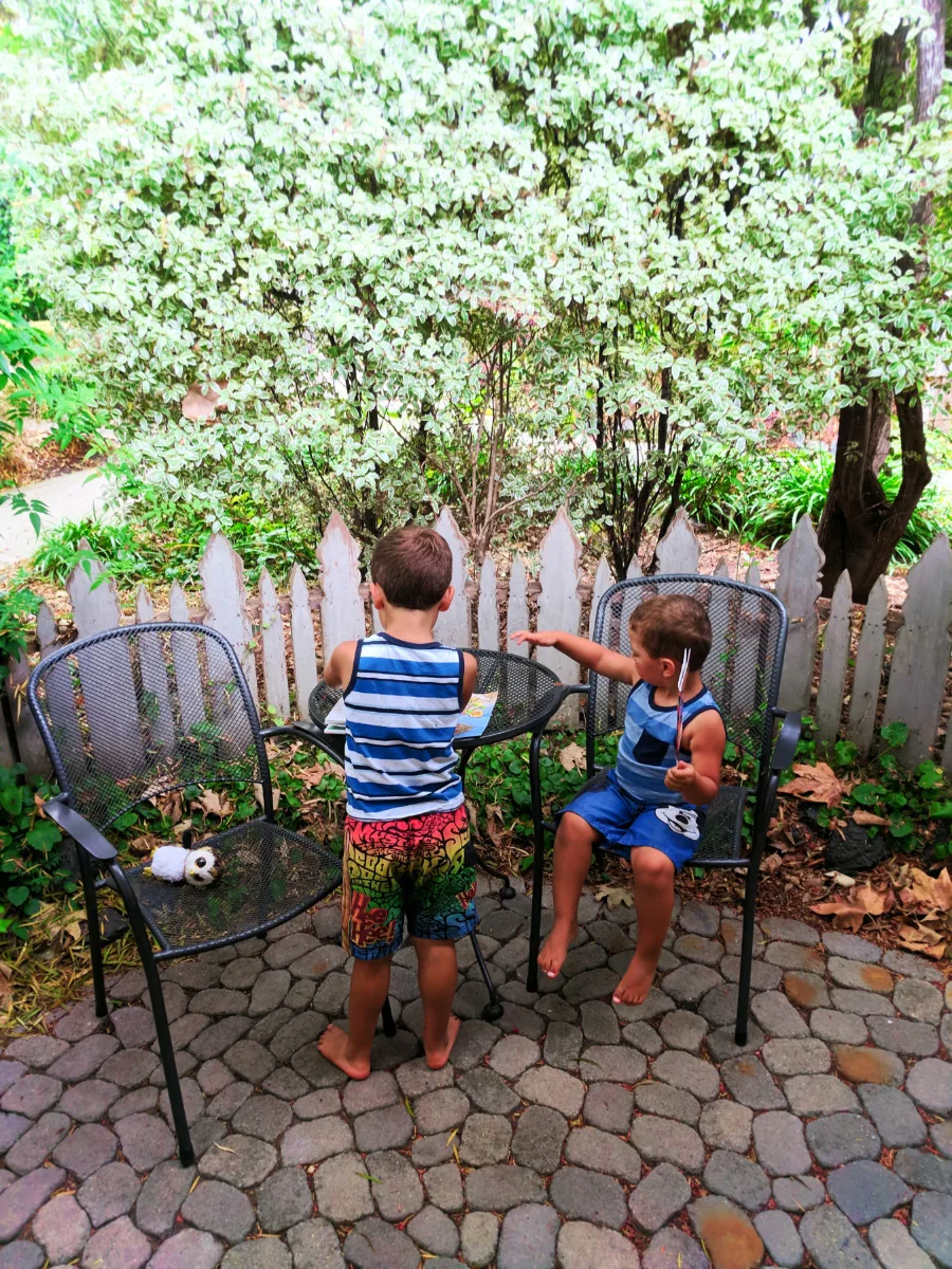 Taylor Family at Bungalow Patio at Cambria Pines Lodge California Central Coast 1