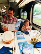 Taylor Family dining on Amtrak Empire Builder 1