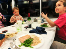 Taylor Family dining on Amtrak Empire Builder 4