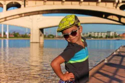 Taylor Family at Tempe Town Lake Kayaking under bridges 1