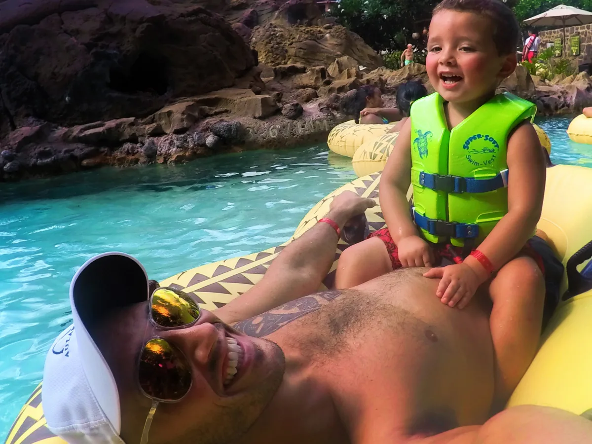 Taylor family on Lazy River at Disneys Aulani 1