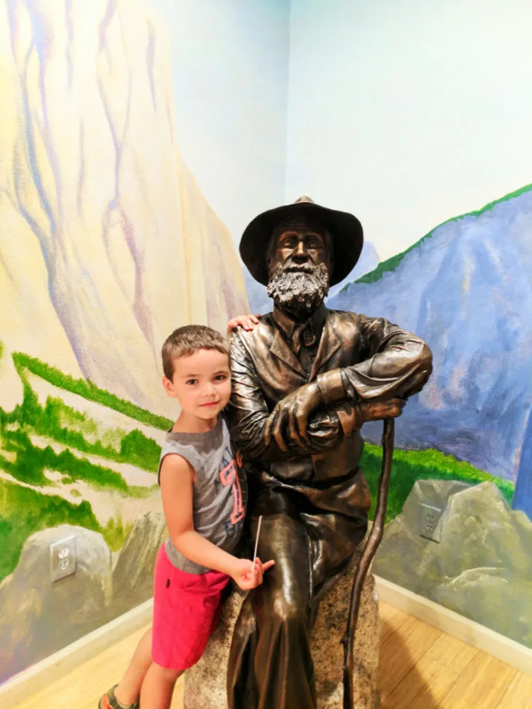 Taylor family with statue at John Muir National Historic Site Martinez East Bay 1