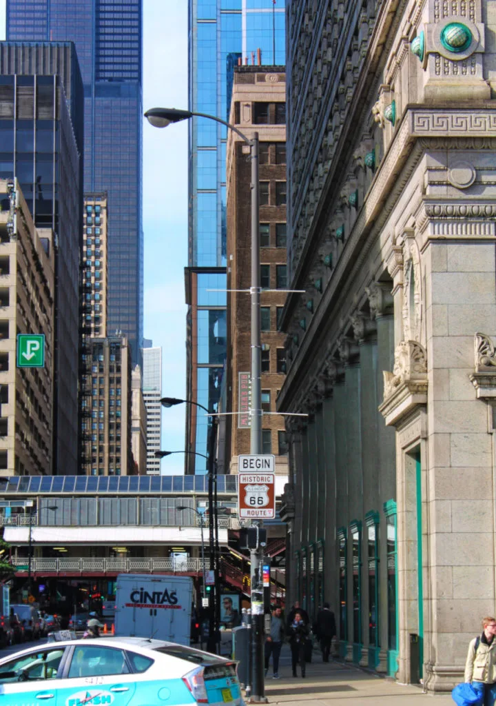 Begin Route 66 Sign Magnificent Mile Downtown Chicago 1