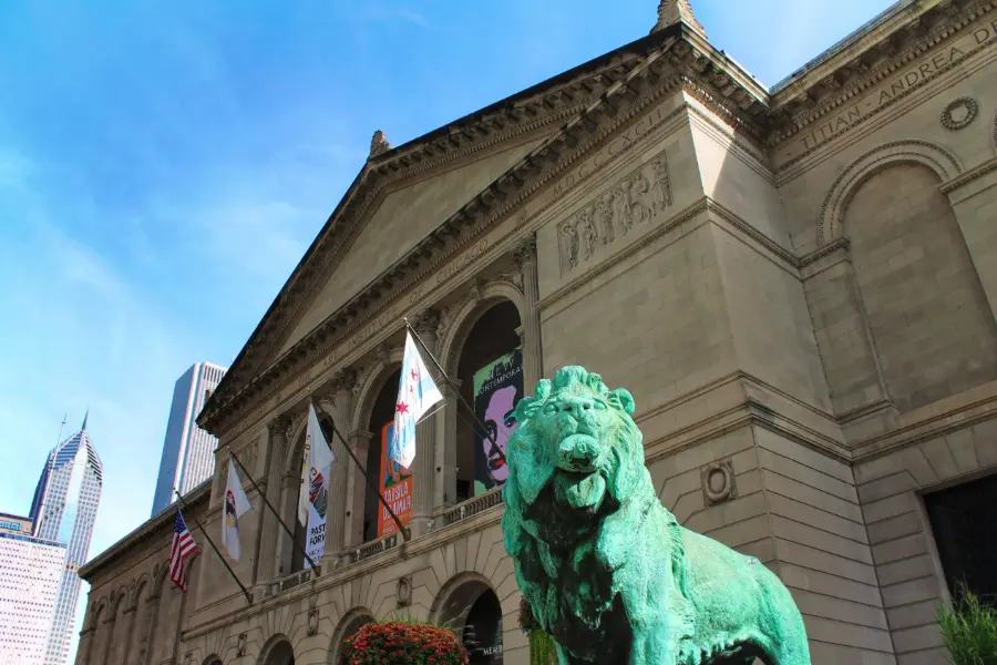 Bronze Lion at Art Institute of Chicago on Michigan Ave Magnificent Mile Downtown Chicago 2