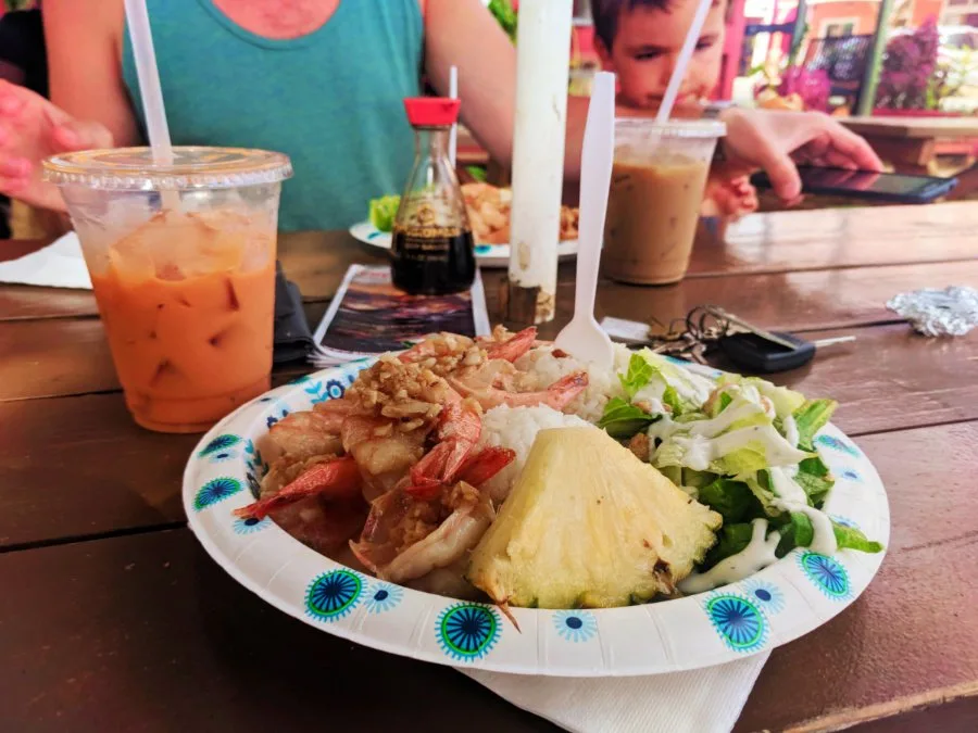 Garlic shrimp at Big Wave Shrimp food truck Oahu North Shore 1