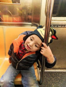 Taylor Family riding New York Subway