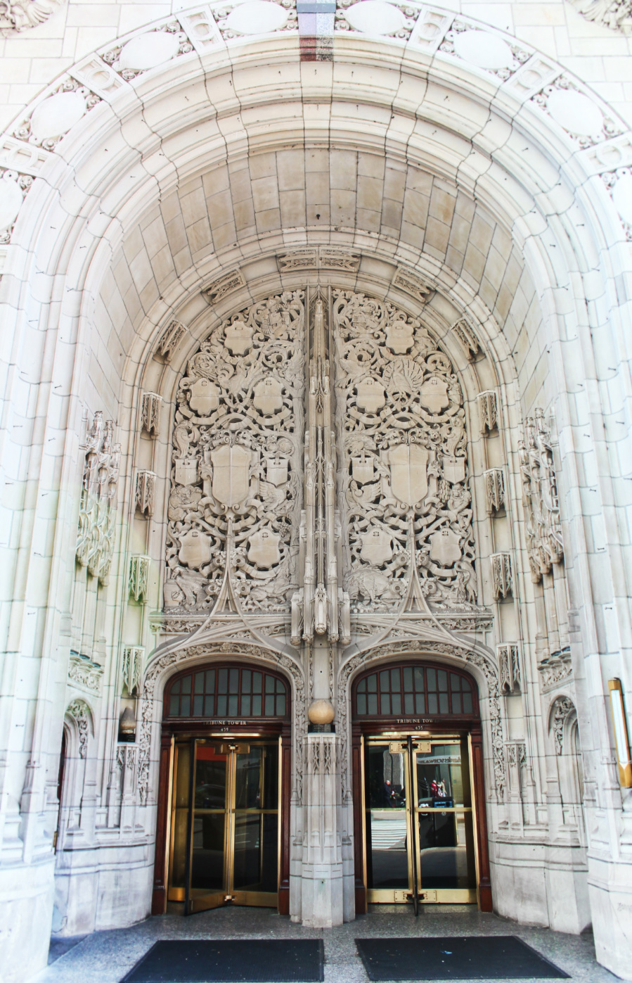 Marble faced entryway Chicago Tribute Building 1