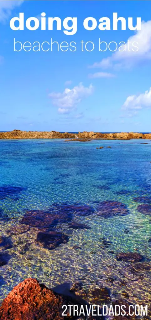 The beaches on Oahu are perfect for lounging and swimming, but also experiencing beautiful wildlife. Snorkeling and boating provide up-close looks at the tropical waters off Oahu. 2traveldads.com