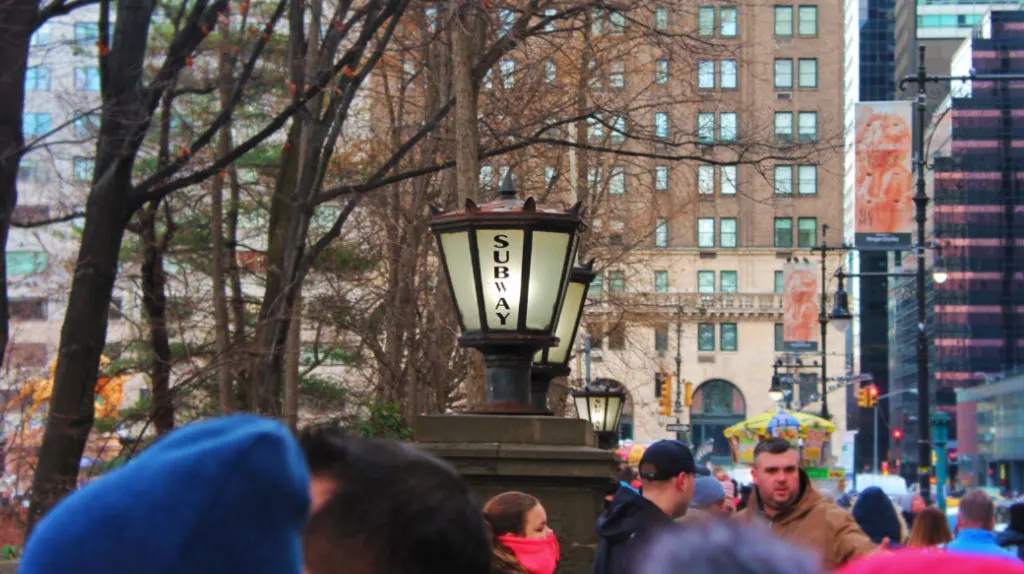 Cold Winter day at Subway entrance in Central Park New York City 2