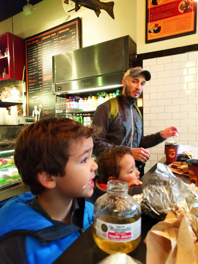 Taylor Family at Leos Bagels Lower Manhattan NYC 3