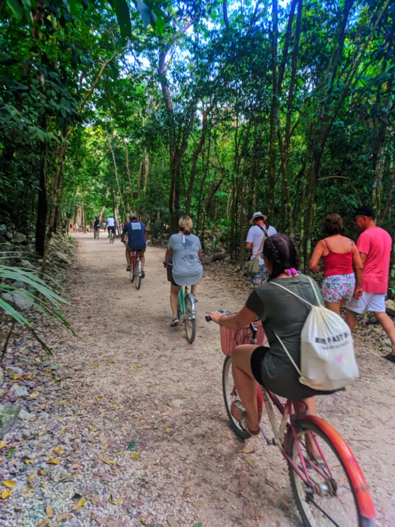 Biking to the great pyramid at the Coba Mayan Ruins Yucatan 1