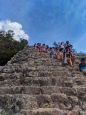 Climbing Nohoch Mul the Great pyramid at the Coba Mayan Ruins Yucatan 6