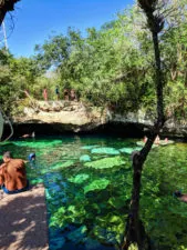 Colorful pool at Cenote Azul Tulum Yucatan 4