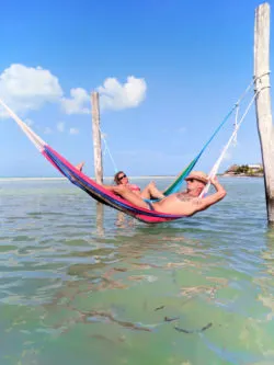 Rob Taylor relaxing in hammock on Sandbar Villas Flamingos Isla Holbox Yucatan 1