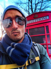 Rob Taylor with red phone booth London UK 1