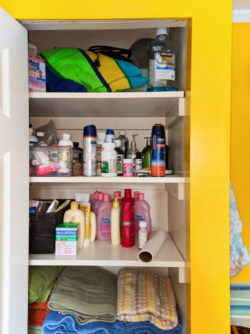 Safe Storage of Travel Products unpacked in Closet