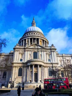 St Pauls Cathedral with red bus London UK 1