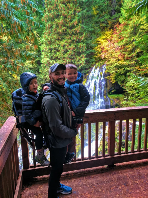 Taylor Family hiking at Panther Creek Falls Columbia Gorge 5