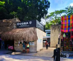 Ticket booth at entry to Cobe Ruins Archaeological Park Yucatan road trip 1