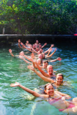 Yoga Retreat Participants at cenote at Yum Balam Preserve Isla Holbox Yucatan 15b