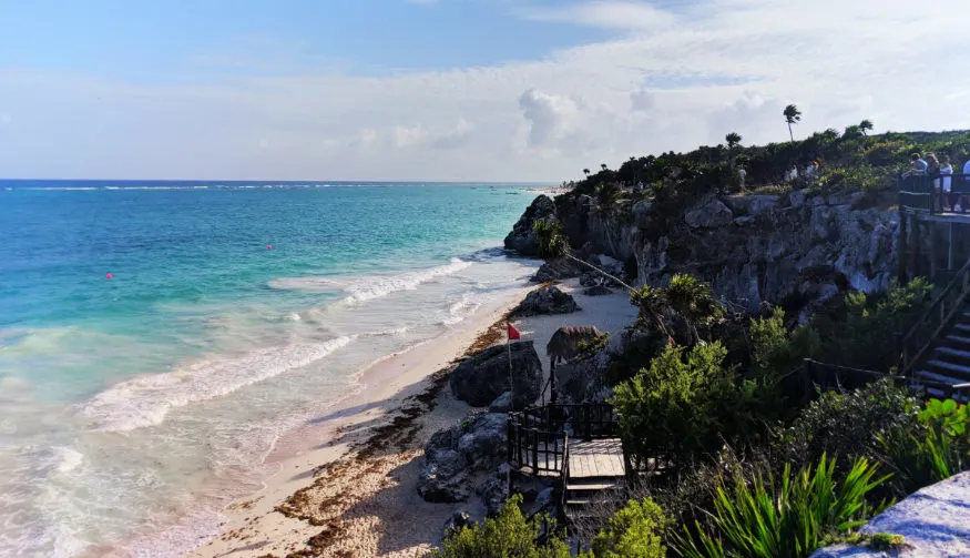 Beaches and cliffs at Tulum Mayan Ruins National Park Yucatan 2