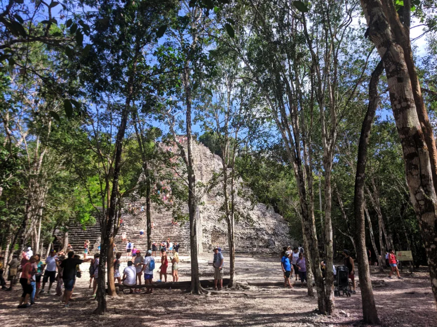 Hiking to the great pyramid at the Coba Mayan Ruins Yucatan 2