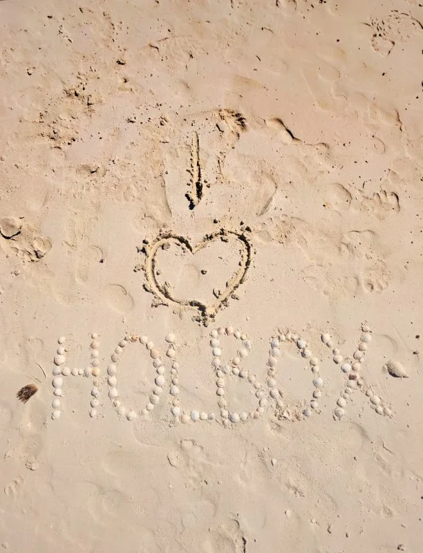 I Heart Holbox in sand Isla Holbox Yucatan 1