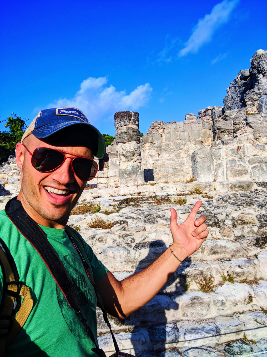 Rob Taylor at El Rey Mayan Ruins Archaeological Site Cancun Yucatan 1