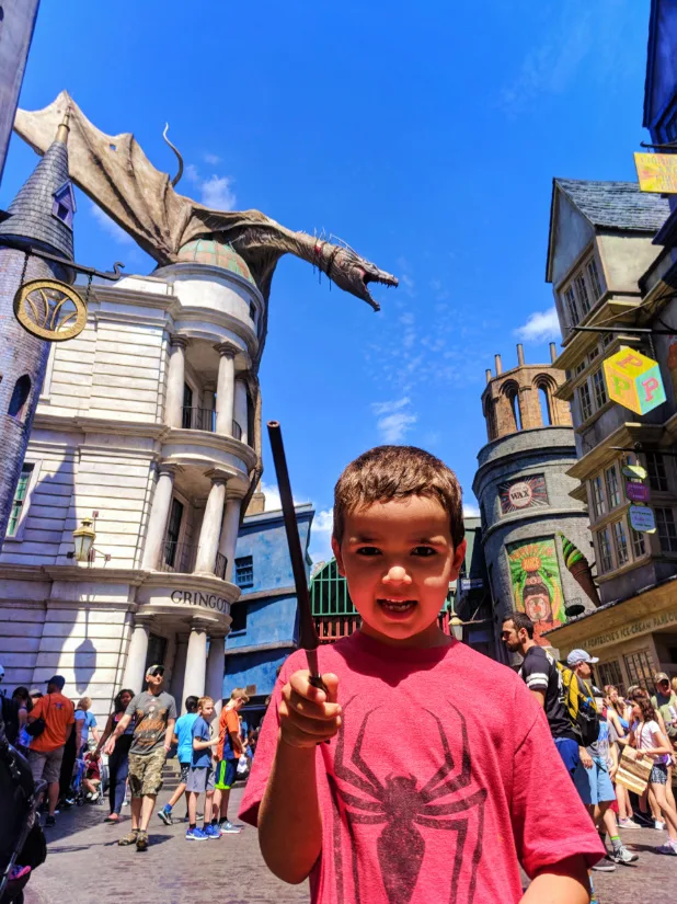 Taylor Family Casting Spells in Diagon Alley Wizarding World of Harry Potter Universal Studios Florida 6