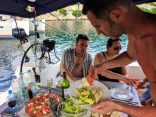 Caprese Salad lunch Pride Sailing Holidays sailboat off Vis Croatia