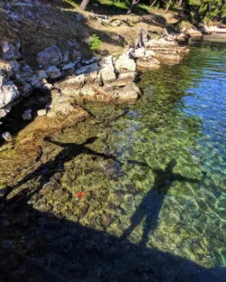 Chris and Rob Taylor Starfish Pose in port at Milna Brac Croatia 1