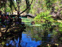 Colorful pool at Cenote Azul Tulum Yucatan 2