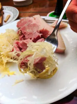 Ham and Saur Kraut Dinner at Zum Gemalten Haus Sachsenhausen area Frankfurt Germany 2