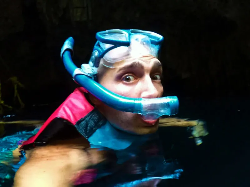 Rob Taylor snorkeling in cenote