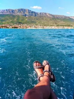 Rob Taylor sailing out of Old Town Split Croatia 2