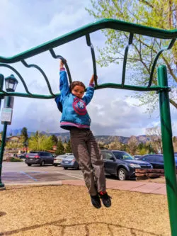 Taylor Family on playground downtown Estes Park Colorado 1