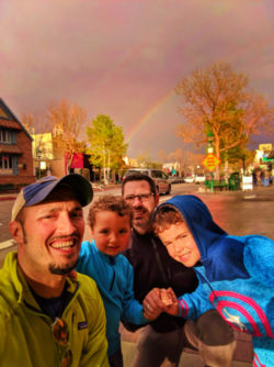 Taylor Family with rainbow Downtown Estes Park Colorado 1