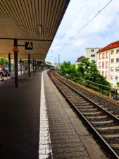 Train Platform S Bahn in Gallus Area Frankfurt Germany 1