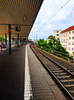 Train Platform S Bahn in Gallus Area Frankfurt Germany 1