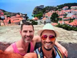 Chris and Rob Taylor walking the City Wall Dubrovnik Croatia 2