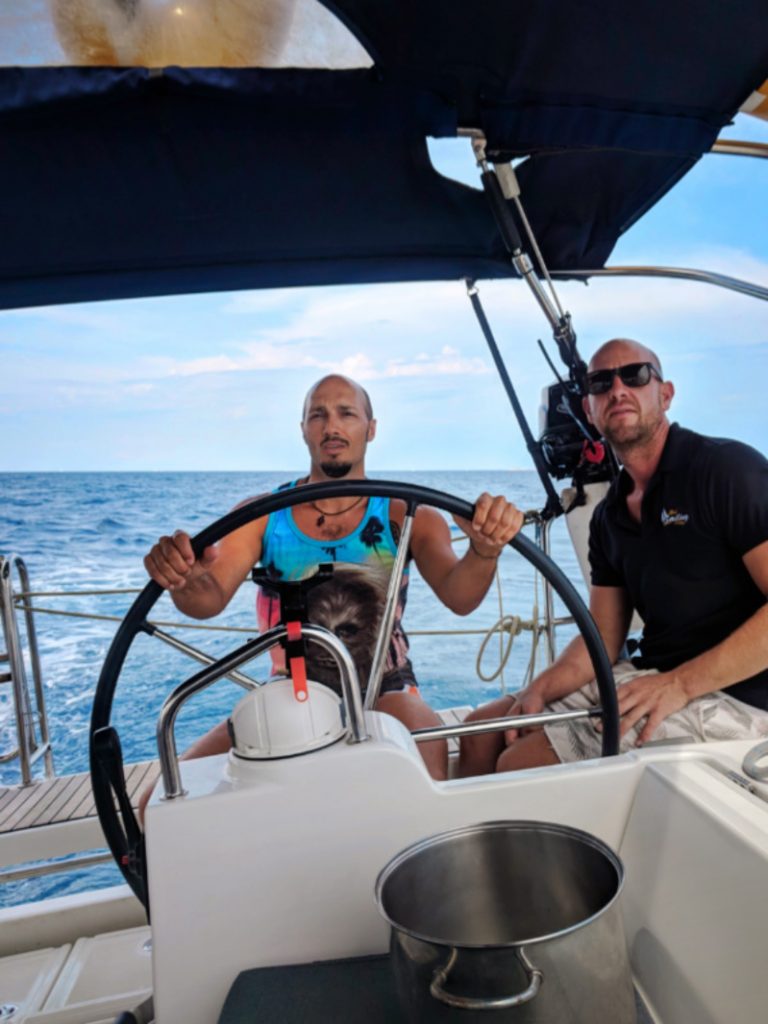 Rob Taylor on sailboat at Vis Croatia 2
